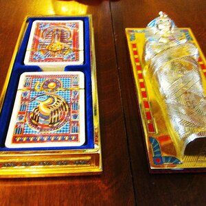 Vtg NWOT The Treasures of Tutankhamuh Card Box handpainted. Limited Edition